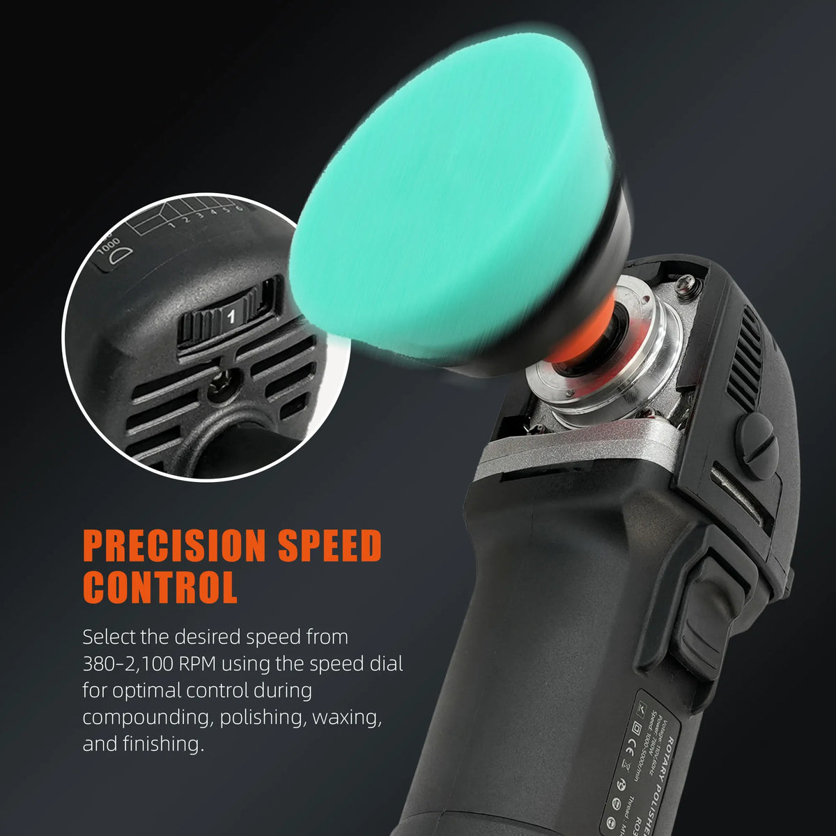 SPTA Mini Polishing Machine Buffer Rotary Polisher Kit Superpolish with 1/2/3 Inch Detail Polishing Pad Backing Plate for Auto Detailing