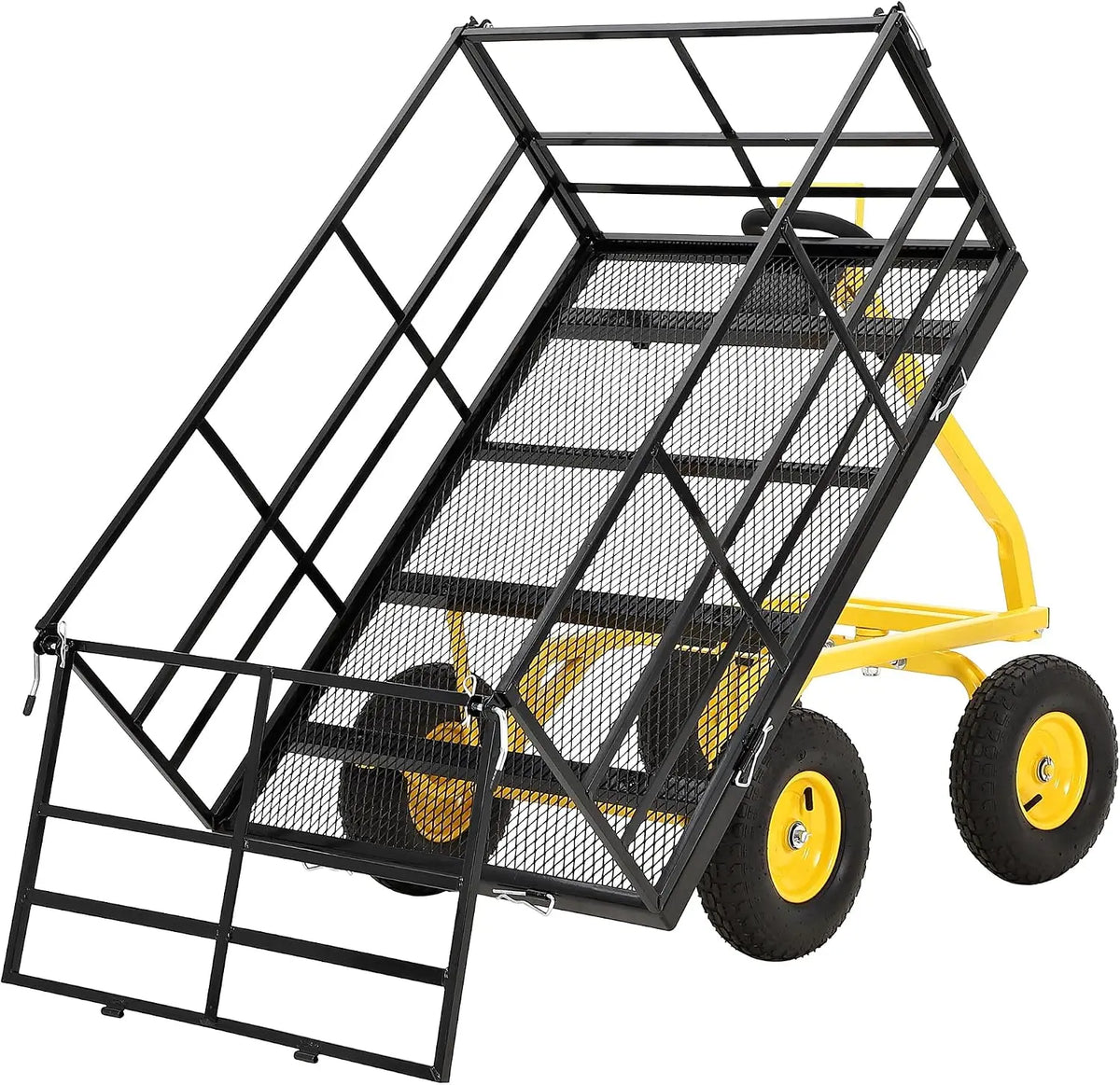 1500-lb Capacity Steel Mesh Garden Cart – Folding Utility Wagon with Removable Sides, Heavy-Duty Wheels for Soil, Tools, and Plants