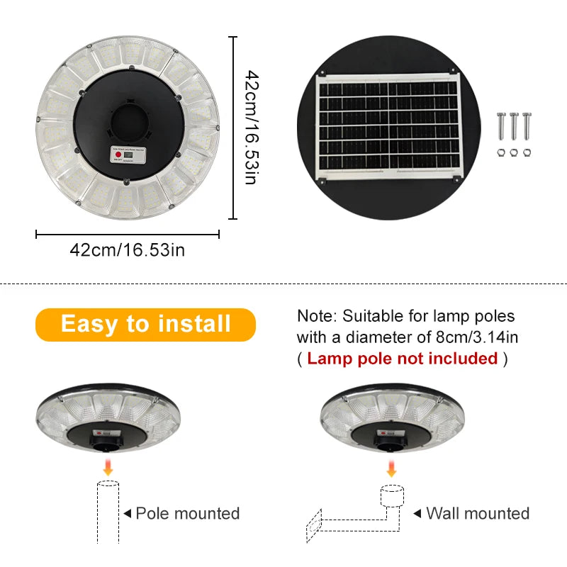 Outdoor Solar Garden Light Super Bright UFO LED Solar Street Light IP44 Waterproof for Yard Patio Driveway Villa Decoration