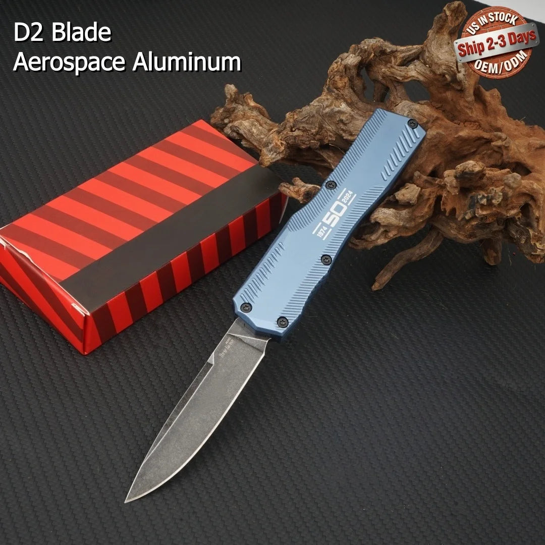 KS 9000 Outdoor Camping Folding Knife, K50 Pocket Knife with D2 Steel Blade & T6 Aluminum Handle, Multi-purpose Outdoor EDC Camping Tool, Ideal Gift for Friends