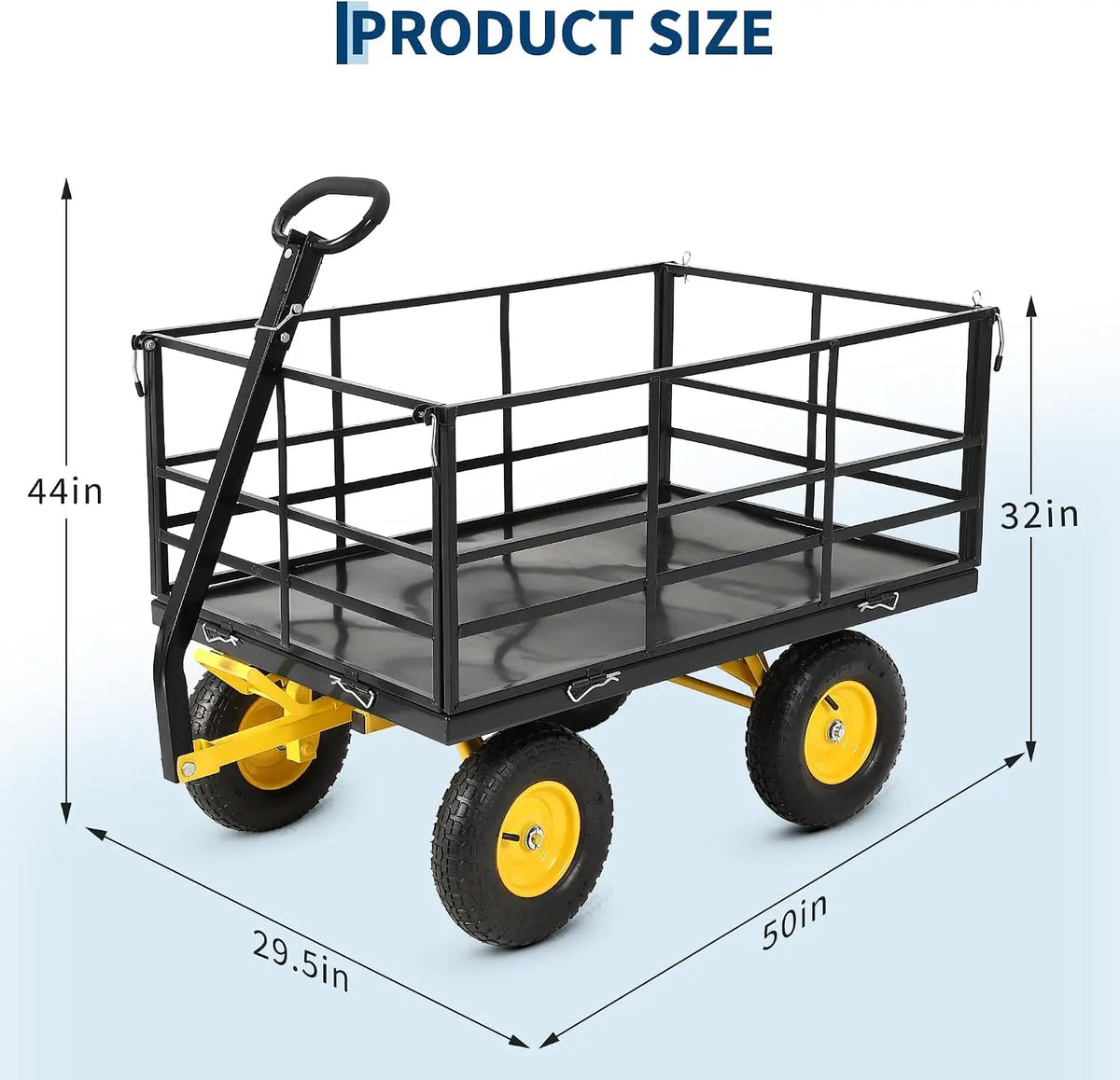 1500-lb Capacity Steel Mesh Garden Cart – Folding Utility Wagon with Removable Sides, Heavy-Duty Wheels for Soil, Tools, and Plants
