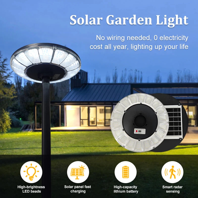 Outdoor Solar Garden Light Super Bright UFO LED Solar Street Light IP44 Waterproof for Yard Patio Driveway Villa Decoration