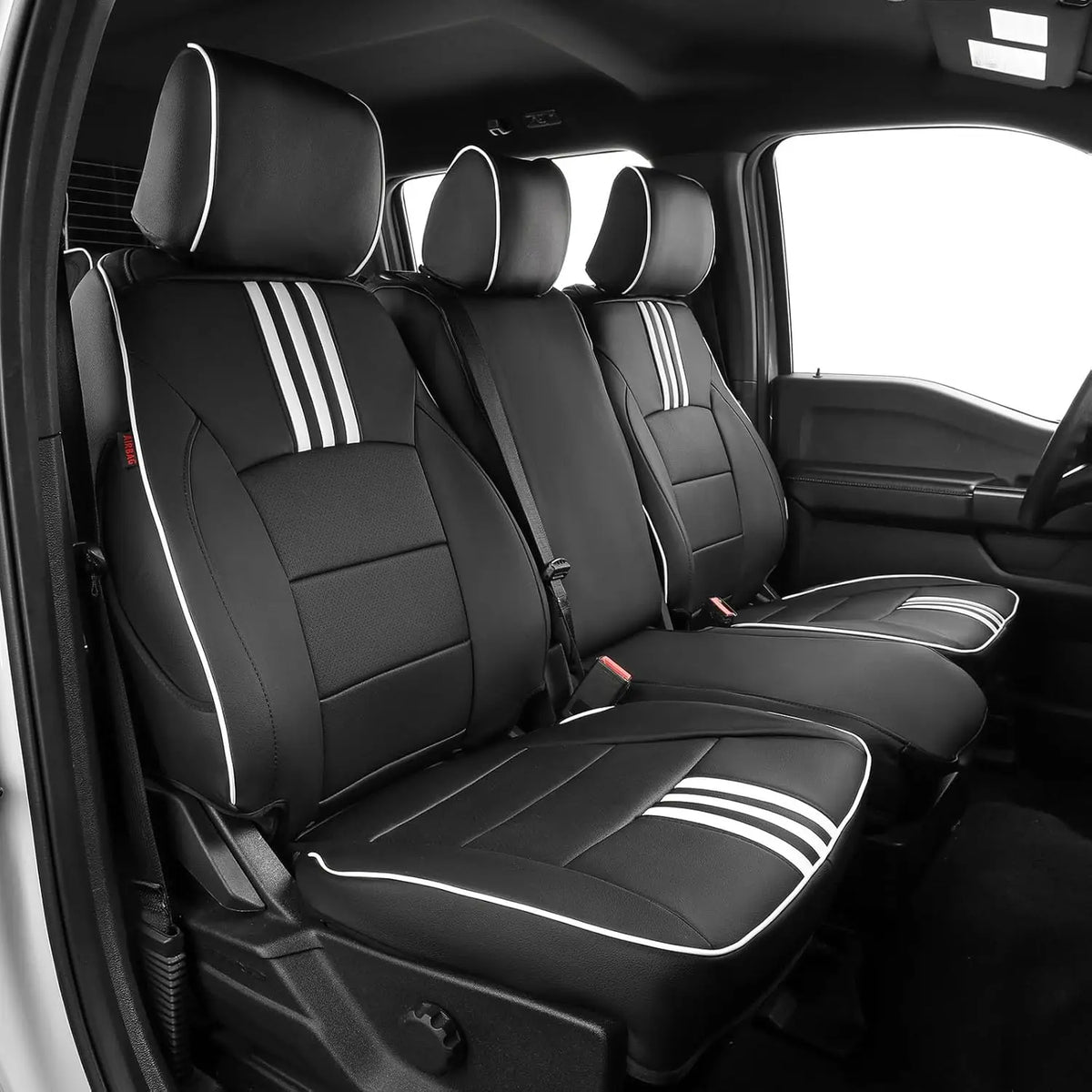 EKR F150 Seat Covers Custom Fit for Ford F150 SuperCrew 2015-2026 XL/XLT F250/F350/F450 Crewcab 2017-2026 XL/XLT Full Set Trucks Waterproof Leather Seat Protectors