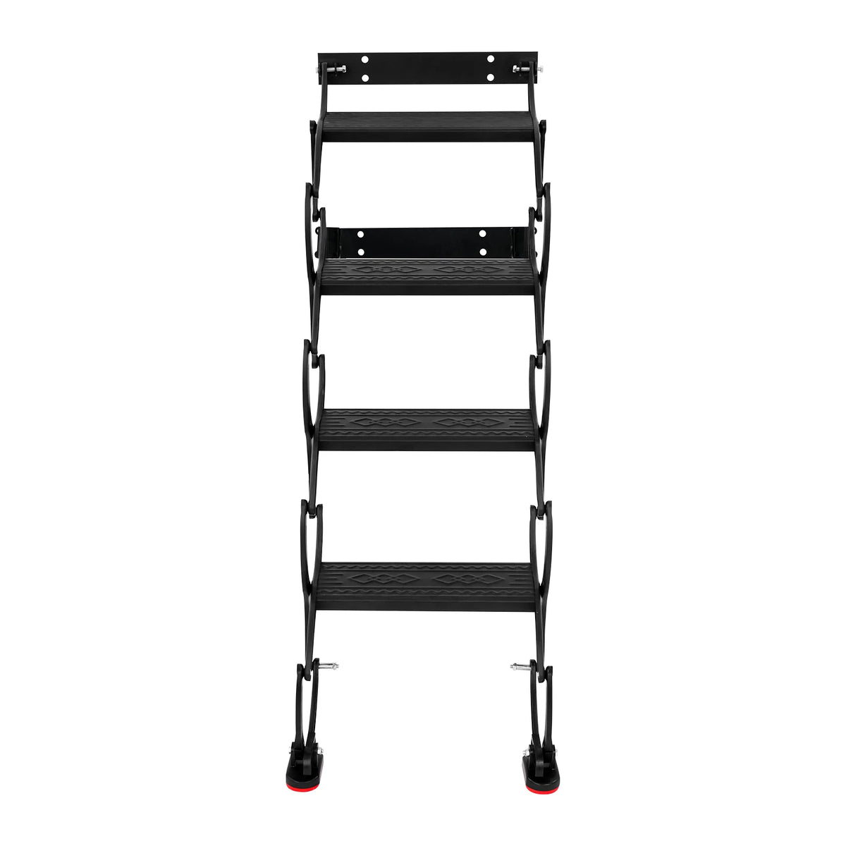 Wall Mounted Attic Ladder, Foldable Wall-Mounted Step Ladder, 4-Step Black Retractable Folding Stair 440lbs Load for Home Loft Garage