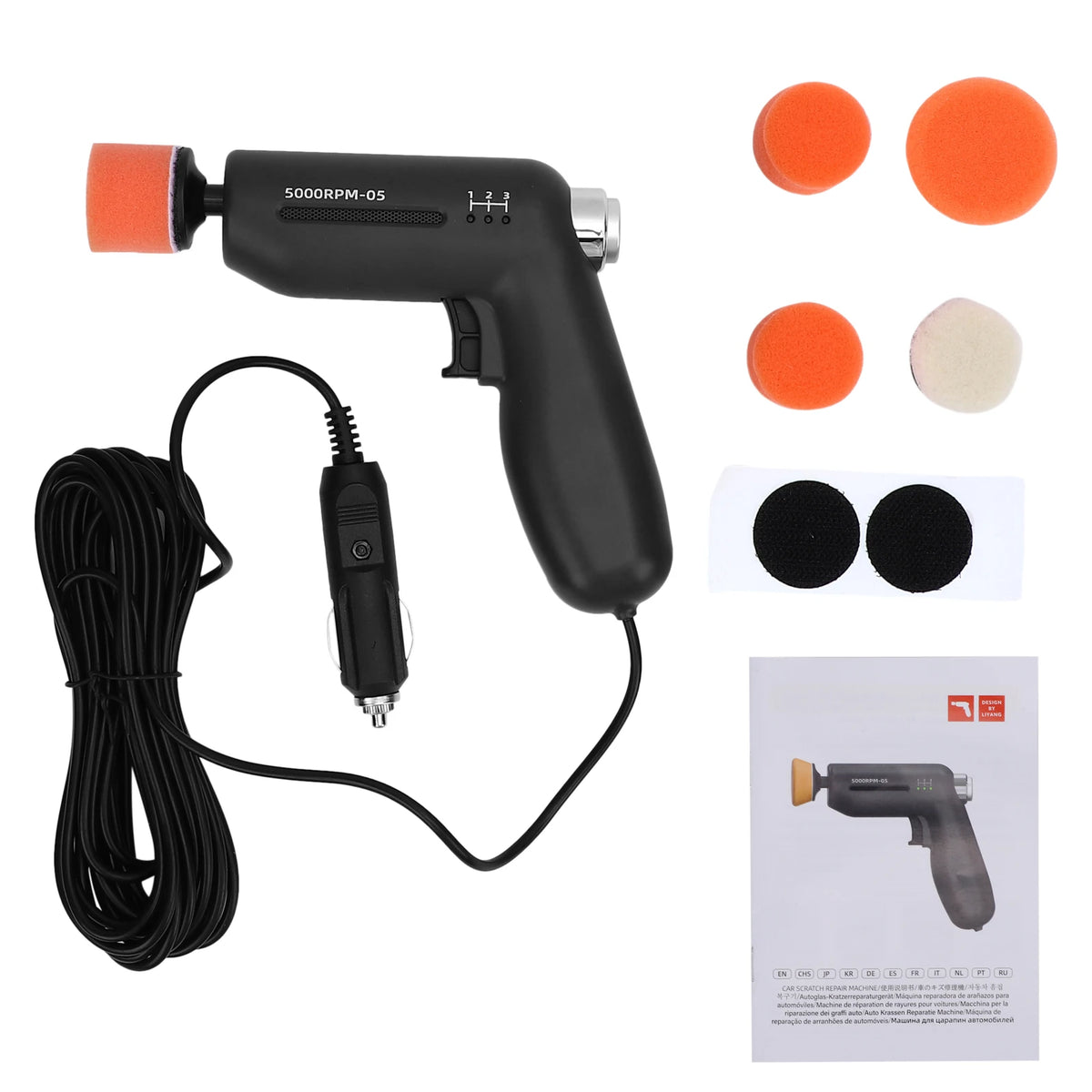 Mini Car Polisher 12V Automotive Polishing Machine with 3 Speed Settings 5000RPM for Paint Scratch Repair and Restoration Fixes