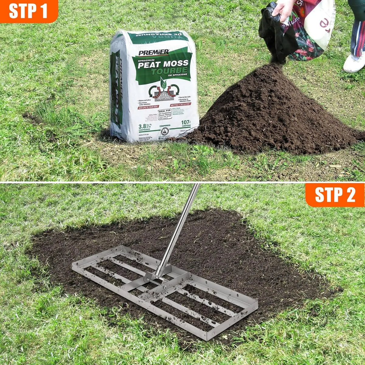 Garden Heavy Duty Rake Rakes Farm Equipment with Drag Harrow 48-72" Leveling Gardening For Tools Agricultural Supplies Sea Sand Leaf Agriculture Furniture For Lawn & Yard Care 