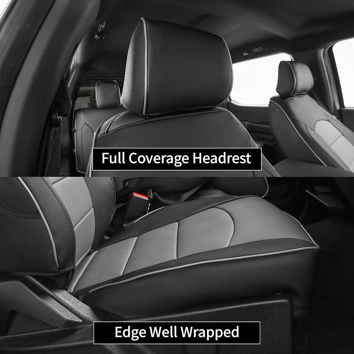 EKR F150 Seat Covers Custom Fit for Ford F150 SuperCrew 2015-2026 XL/XLT F250/F350/F450 Crewcab 2017-2026 XL/XLT Full Set Trucks Waterproof Leather Seat Protectors