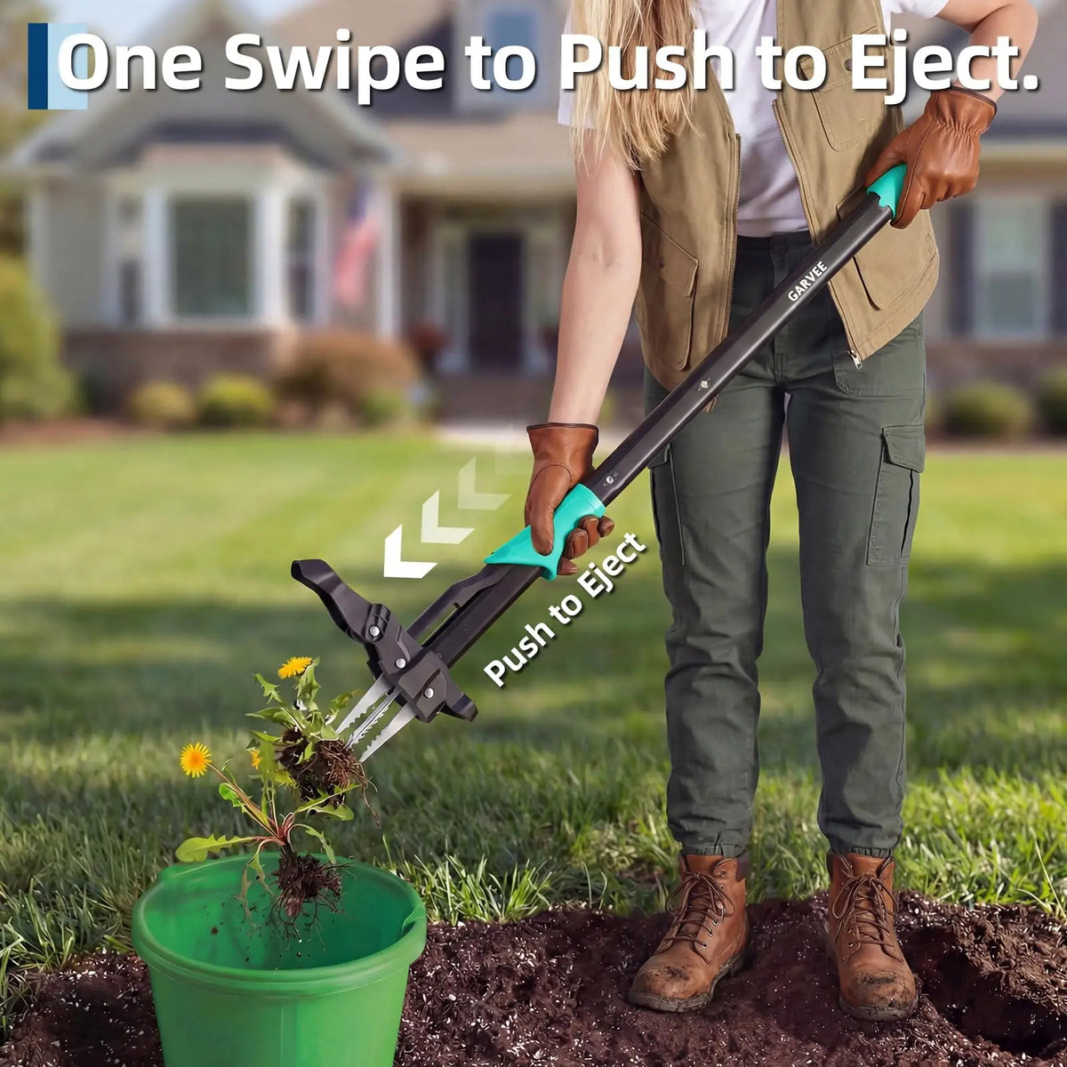 Long Handle Stand Up Weed Puller,No Bending, Easy Eject–Removes Weeds Effortlessly, Sturdy Foot Pedal & Lightweight Aluminum Weeding Tool,Back Saving Garden Gifts for Seniors