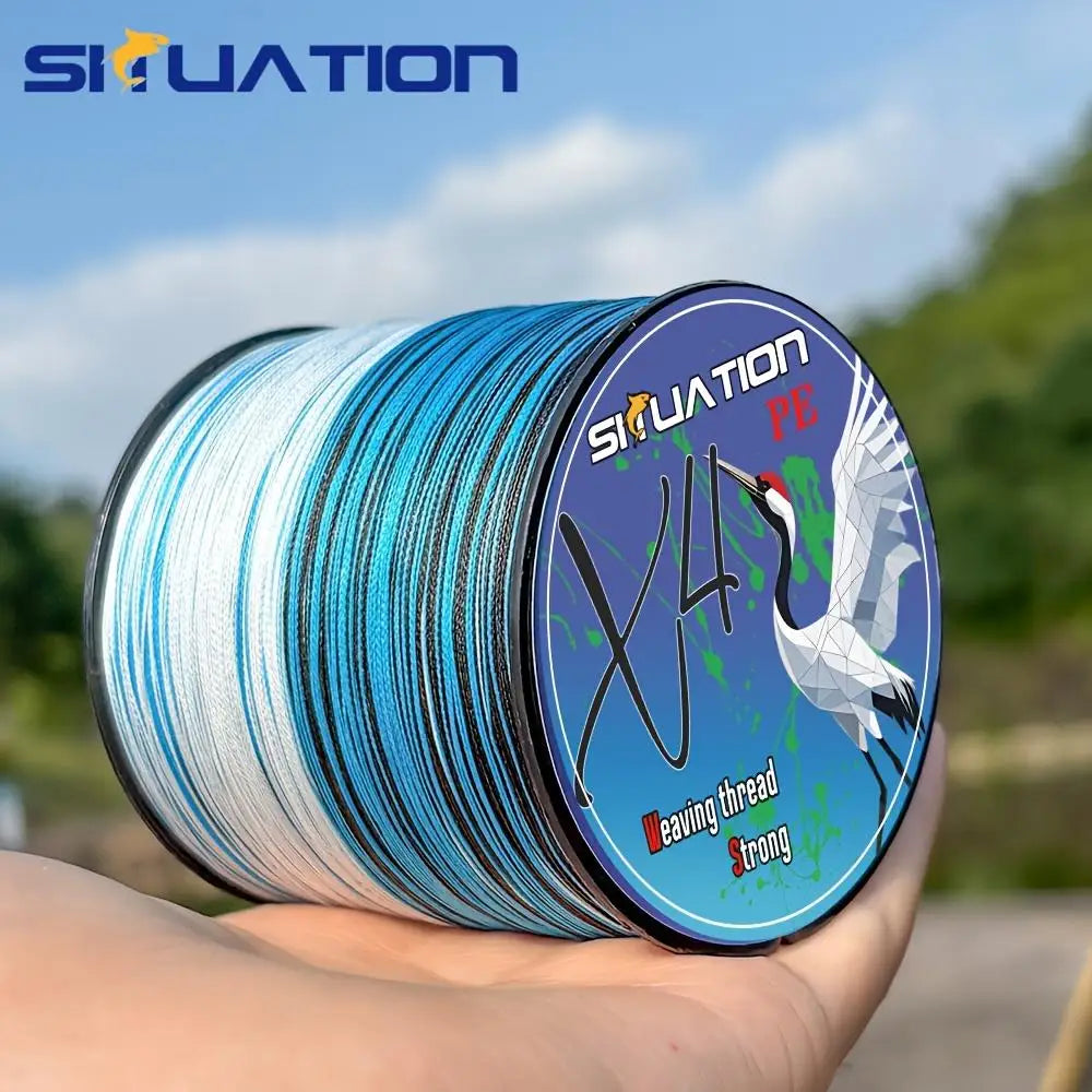 SIIUATIONA 500M-546yds 4X braided PE fishing line, featuring high-visibility color coding, exceptional tensile strength, and durability, ideal for lure fishing and both freshwater and saltwater fishing