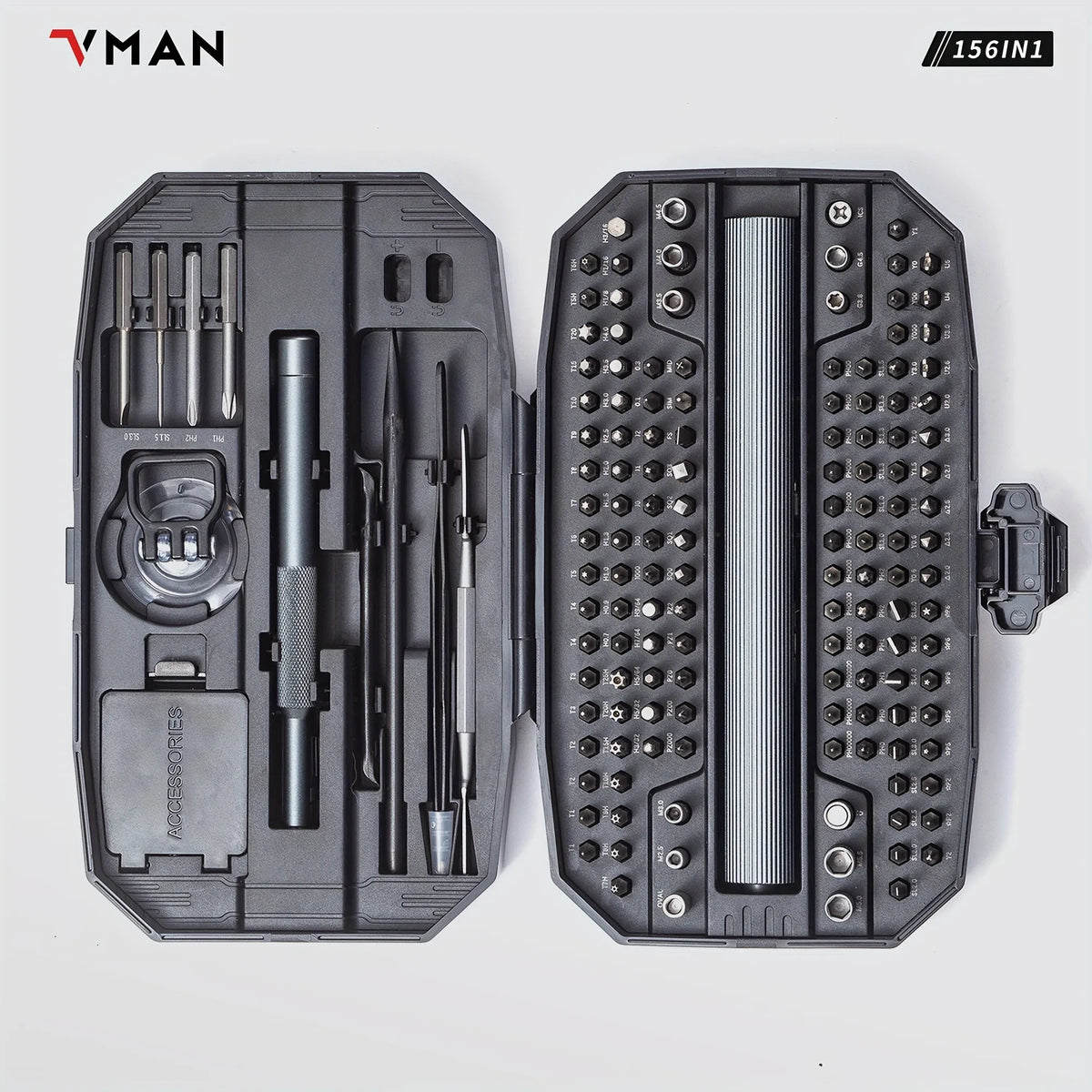 VMAN 156-in-1 Mini Electric Screwdriver Set Precision Repair Tools with Magnetic Phillips Screw Driver Bits for iPhone PC Watch Camera
