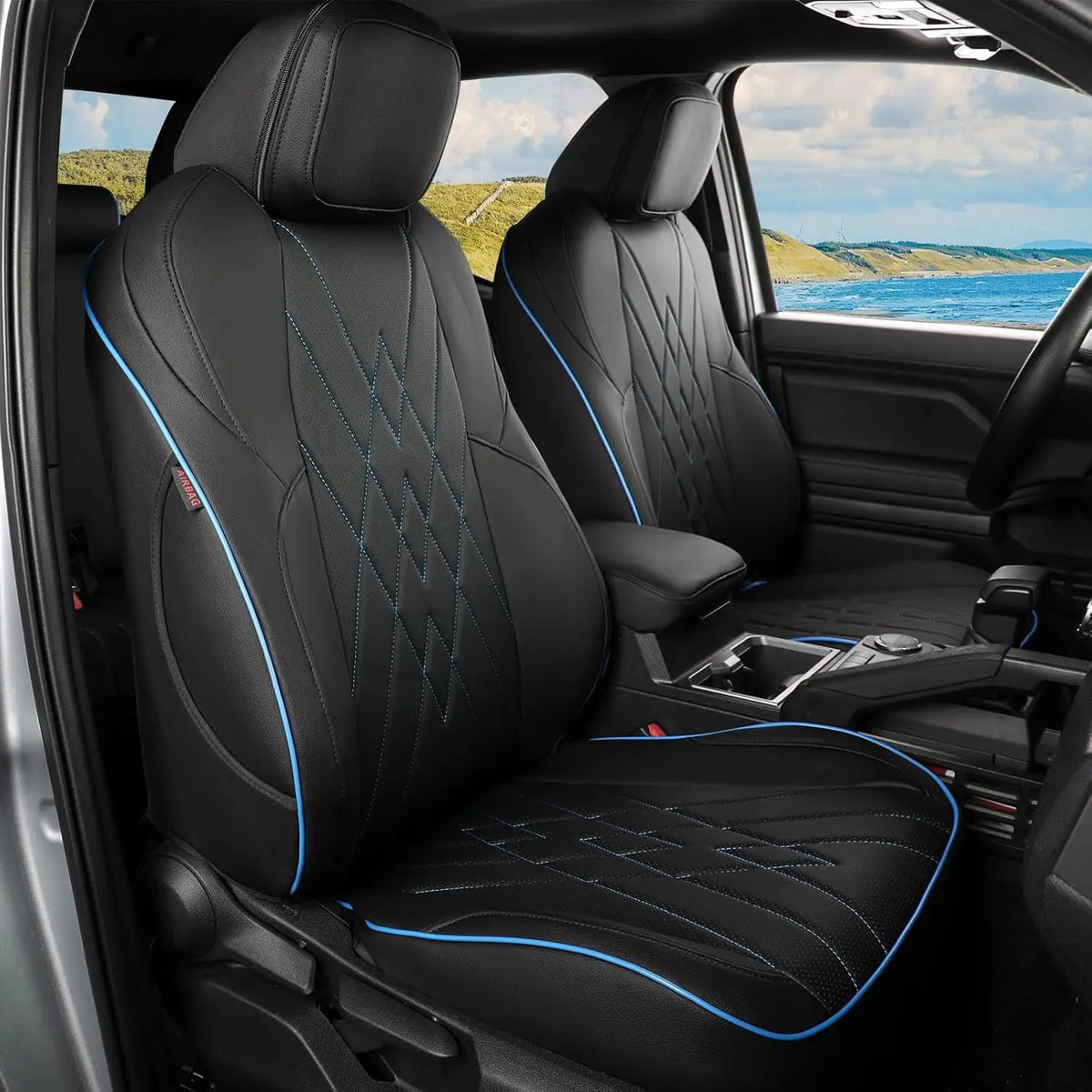 EKR Tacoma Car Seat Covers Custom Fit For Toyota Tacoma 2024-2026 DoubleCab/CrewCab SR/SR5/TRD Sport/TRD Off-Road/Limited Full Set Truck Faux Leather Car Seat Covers Accessories