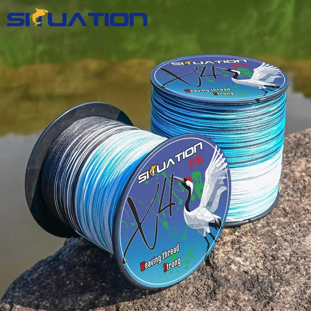 SIIUATIONA 500M-546yds 4X braided PE fishing line, featuring high-visibility color coding, exceptional tensile strength, and durability, ideal for lure fishing and both freshwater and saltwater fishing