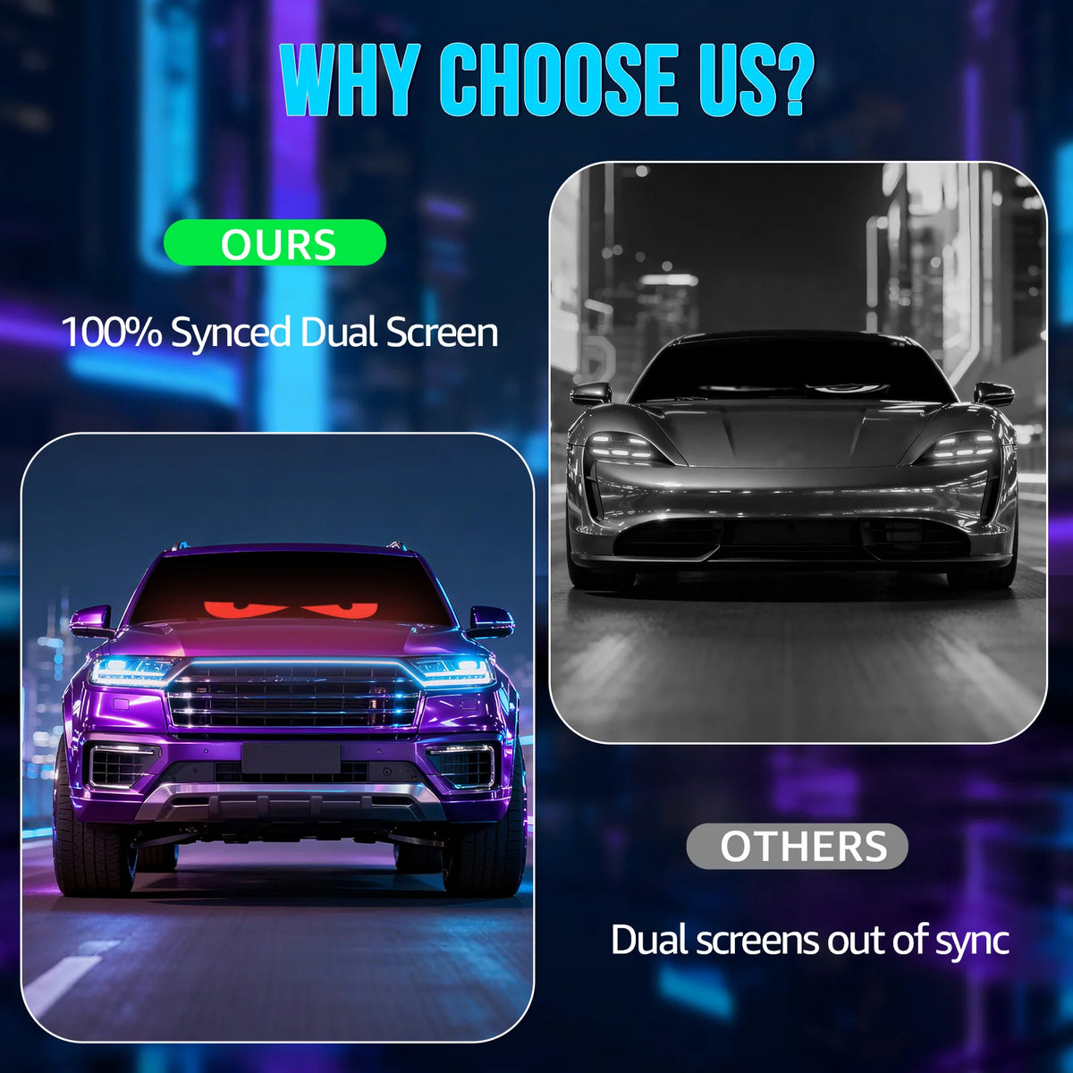 Howdot Devil's Eye High-Brightness LED Windshield Display, Programmable LED Matrix Panel, Ojos Led Para Carro, USB-Powered with Remote & App Control for Sedans, SUVs & Medium Trucks