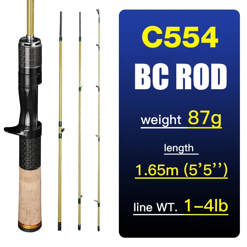 Seasir Silent Stream Spining Baitcasting Fishing Rod Carbon Fiber UL Power 1.53/1.65M Spinning Casting Lure Rods 4 Sections