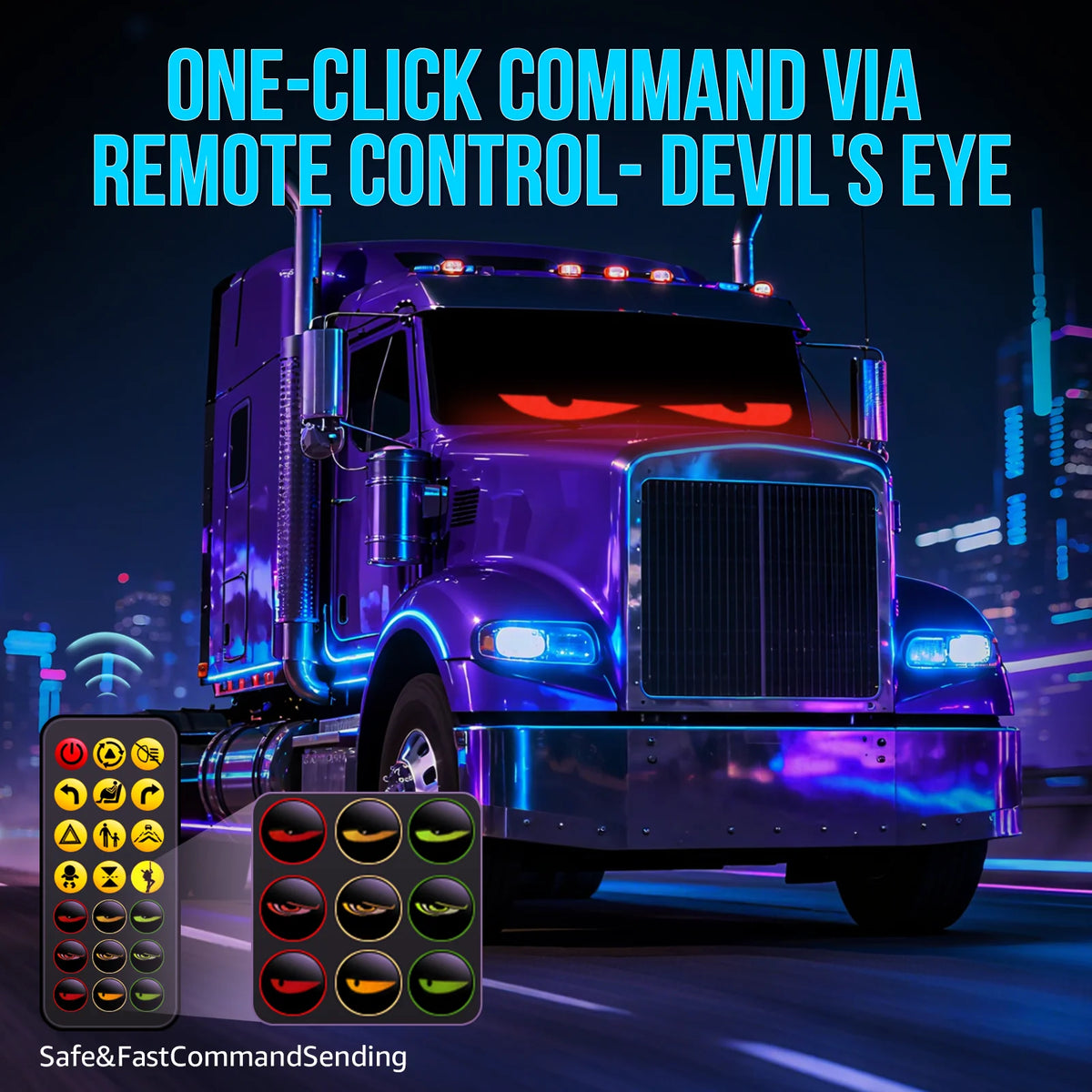 Howdot Devil's Eye High-Brightness LED Windshield Display, Programmable LED Matrix Panel, Ojos Led Para Carro, USB-Powered with Remote & App Control for Sedans, SUVs & Medium Trucks