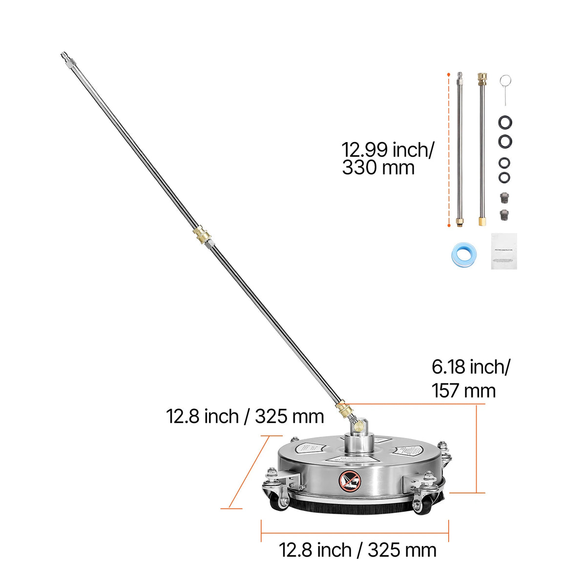 SucceBuy Pressure Washer Surface Cleaner PE/Stainless Steel Pressure Washer Attachments with 4 Wheels for Concrete Patio Deck