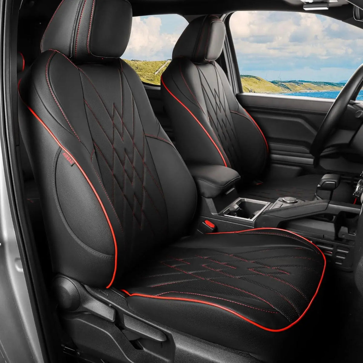EKR Tacoma Car Seat Covers Custom Fit For Toyota Tacoma 2024-2026 DoubleCab/CrewCab SR/SR5/TRD Sport/TRD Off-Road/Limited Full Set Truck Faux Leather Car Seat Covers Accessories