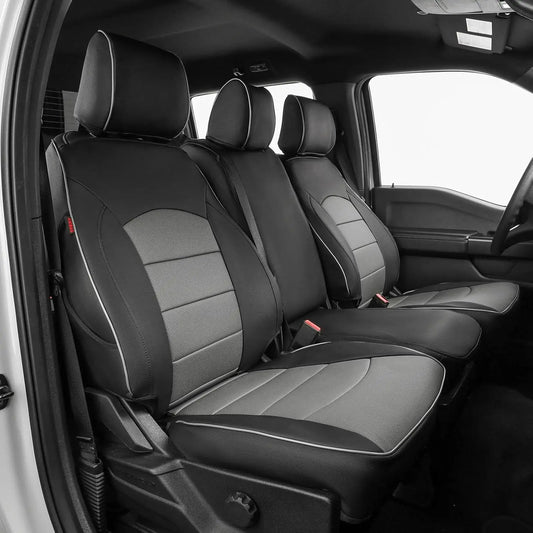 EKR F150 Seat Covers  Custom Fit for Ford F150 SuperCrew 2015-2026 XL/XLT F250/F350/F450 Crewcab 2017-2026 XL/XLT Full Set Trucks Waterproof Leather Seat Protectors