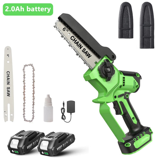 TaskStar Brushless Electric Chainsaw 6&8 Inch Handheld Cordless Pruning Saw with 2 4000mAh Batteries Manual Oil Supply Garden Power Tools For Wood Cutting Tree Trimming