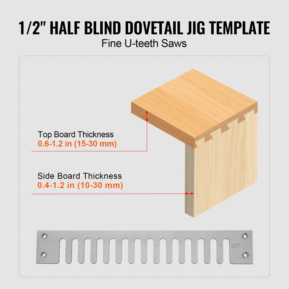 VEVOR Dovetail Jig 12 in Width Dove Tailing Router Jigs with Router Bit & Template Woodworking Tools for Wood Cabinet Making