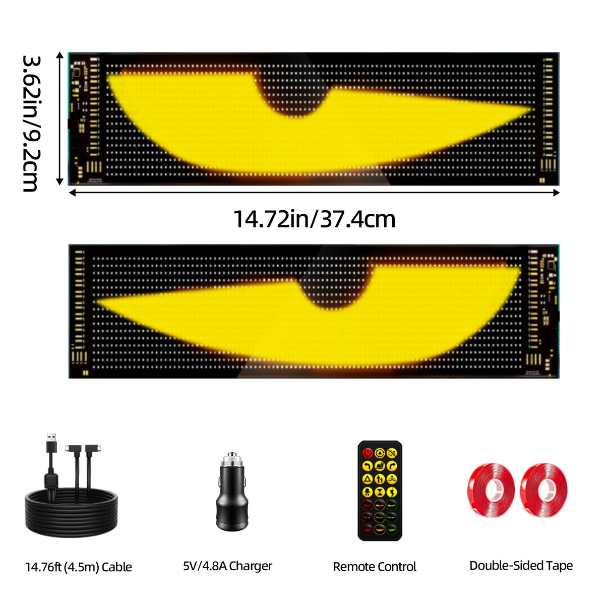 Howdot Devil's Eye High-Brightness LED Windshield Display, Programmable LED Matrix Panel, Ojos Led Para Carro, USB-Powered with Remote & App Control for Sedans, SUVs & Medium Trucks