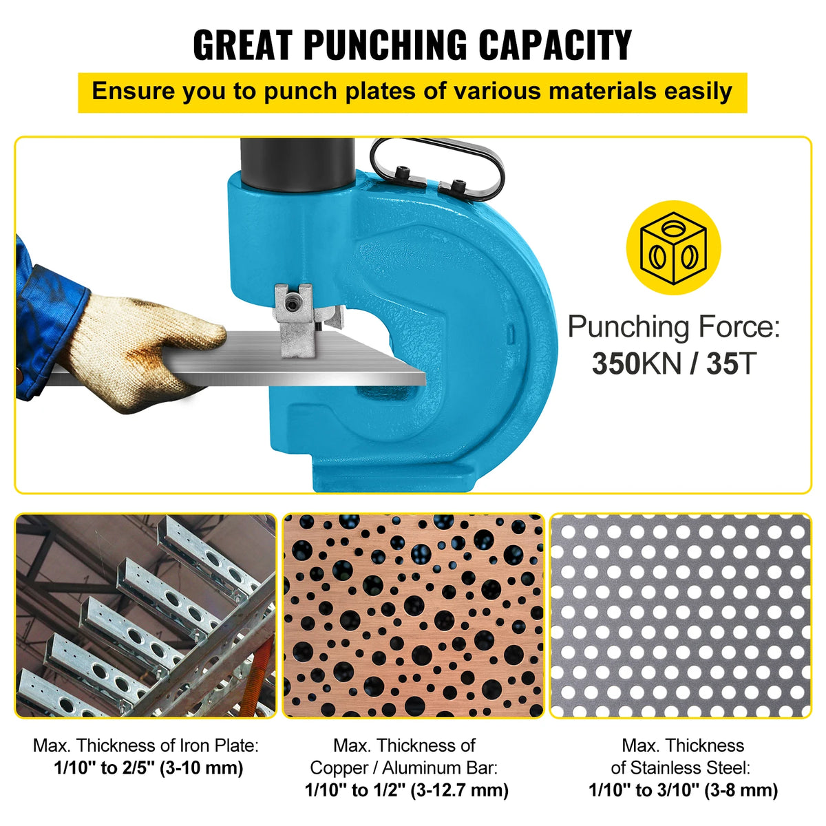 SucceBuy  CH-70 Hydraulic Split Hole Puncher 35T Hole Digger Force Punching Tool Kit Iron Plate Copper Aluminum Stainless Steel