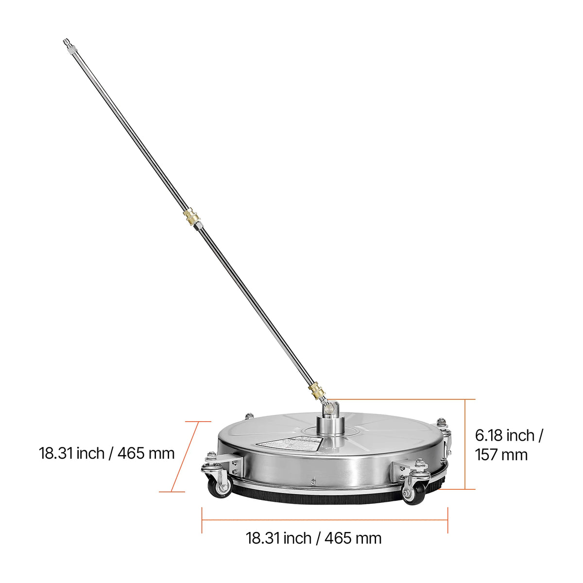 SucceBuy Pressure Washer Surface Cleaner PE/Stainless Steel Pressure Washer Attachments with 4 Wheels for Concrete Patio Deck