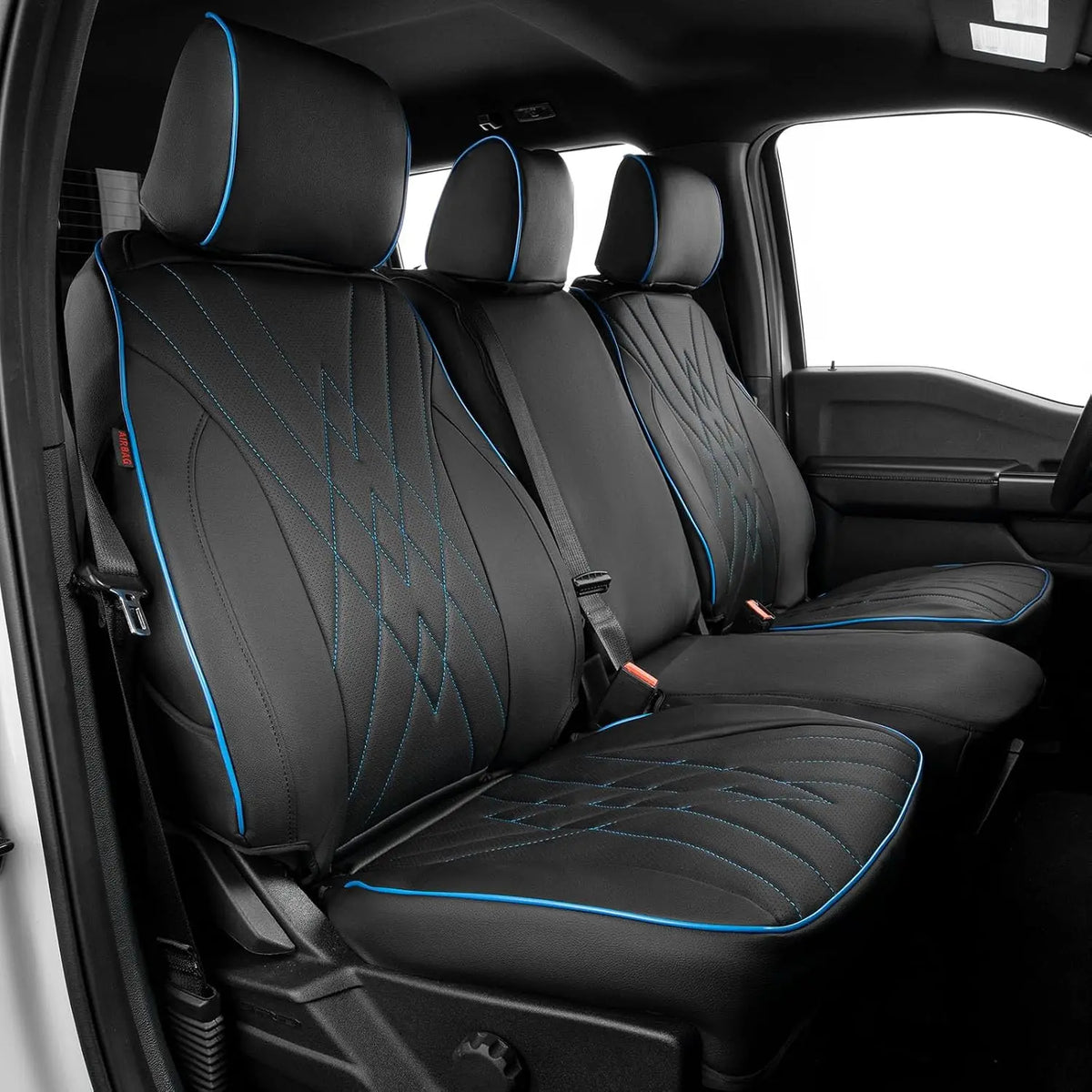 EKR F150 Seat Covers  Custom Fit for Ford F150 SuperCrew 2015-2026 XL/XLT F250/F350/F450 Crewcab 2017-2026 XL/XLT Full Set Trucks Waterproof Leather Seat Protectors