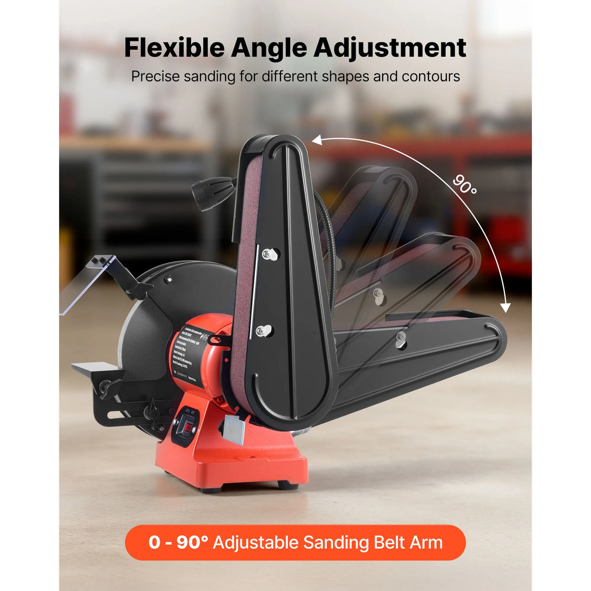 SucceBuy 8" Bench Grinder & 2" x 28" Belt Sander Combo 350W Professional Sanding Machine with LED Work Light for Metalworking
