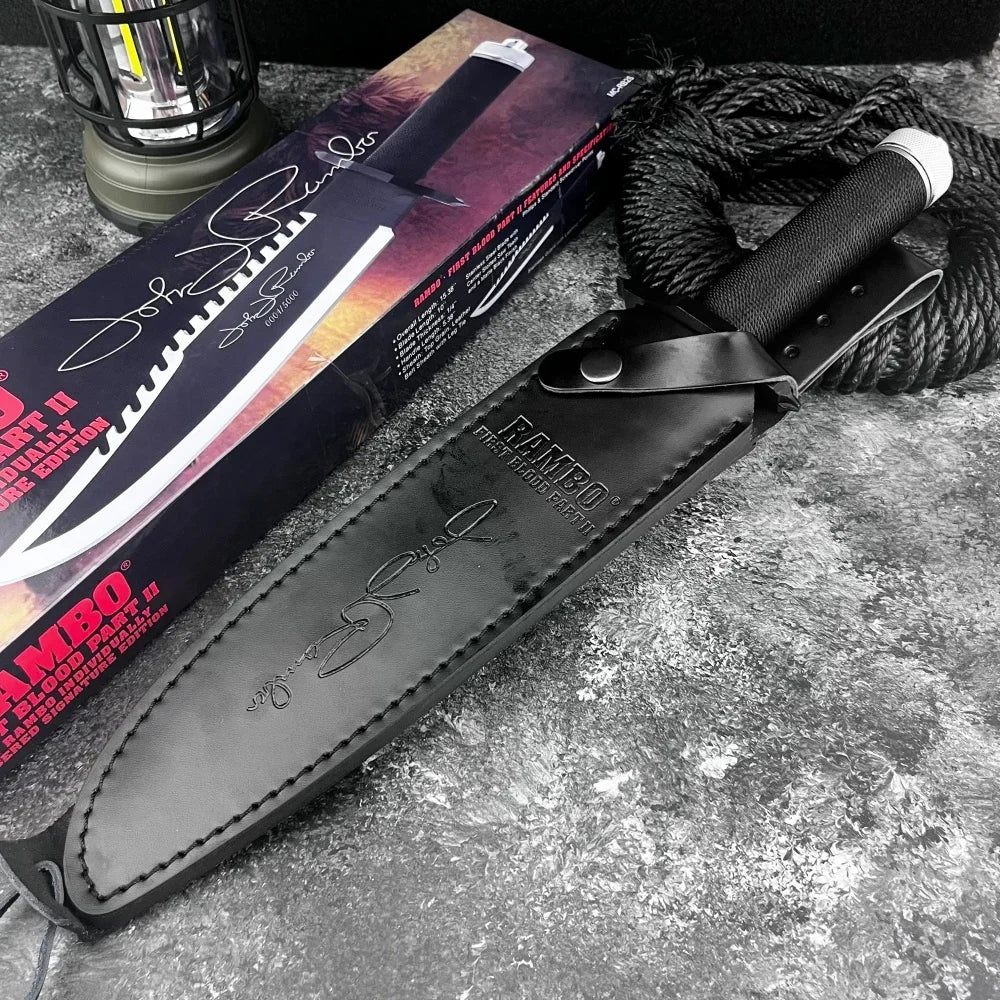 RAMBO Fixed Blade Knife 9Cr18Mov Blade Outdoor Hunting Survival Defense Tactical Combat Cutting Durable Camping Knife Men's Gift
