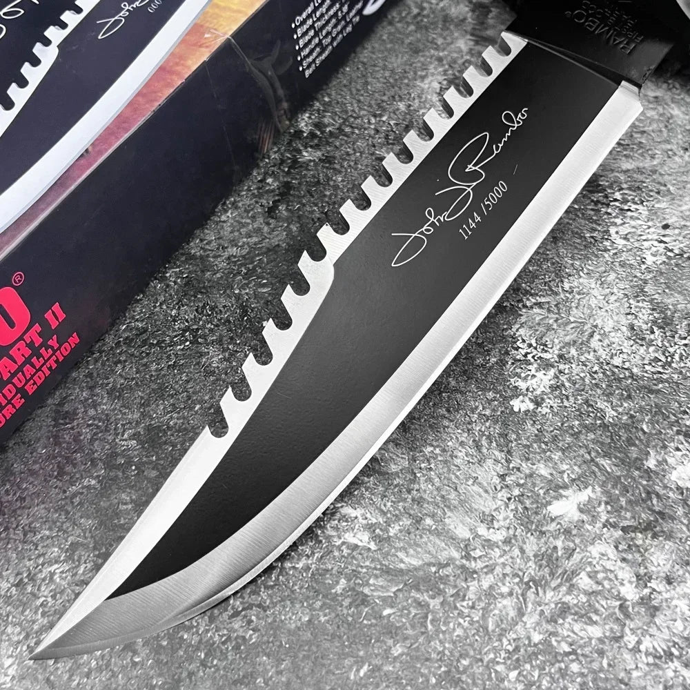 RAMBO Fixed Blade Knife 9Cr18Mov Blade Outdoor Hunting Survival Defense Tactical Combat Cutting Durable Camping Knife Men's Gift