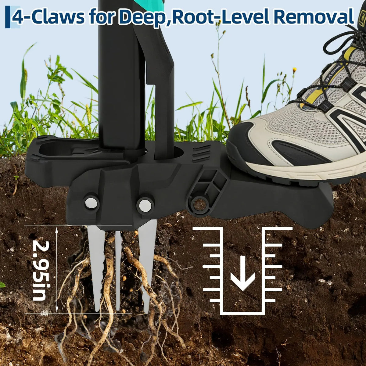 Long Handle Stand Up Weed Puller,No Bending, Easy Eject–Removes Weeds Effortlessly, Sturdy Foot Pedal & Lightweight Aluminum Weeding Tool,Back Saving Garden Gifts for Seniors