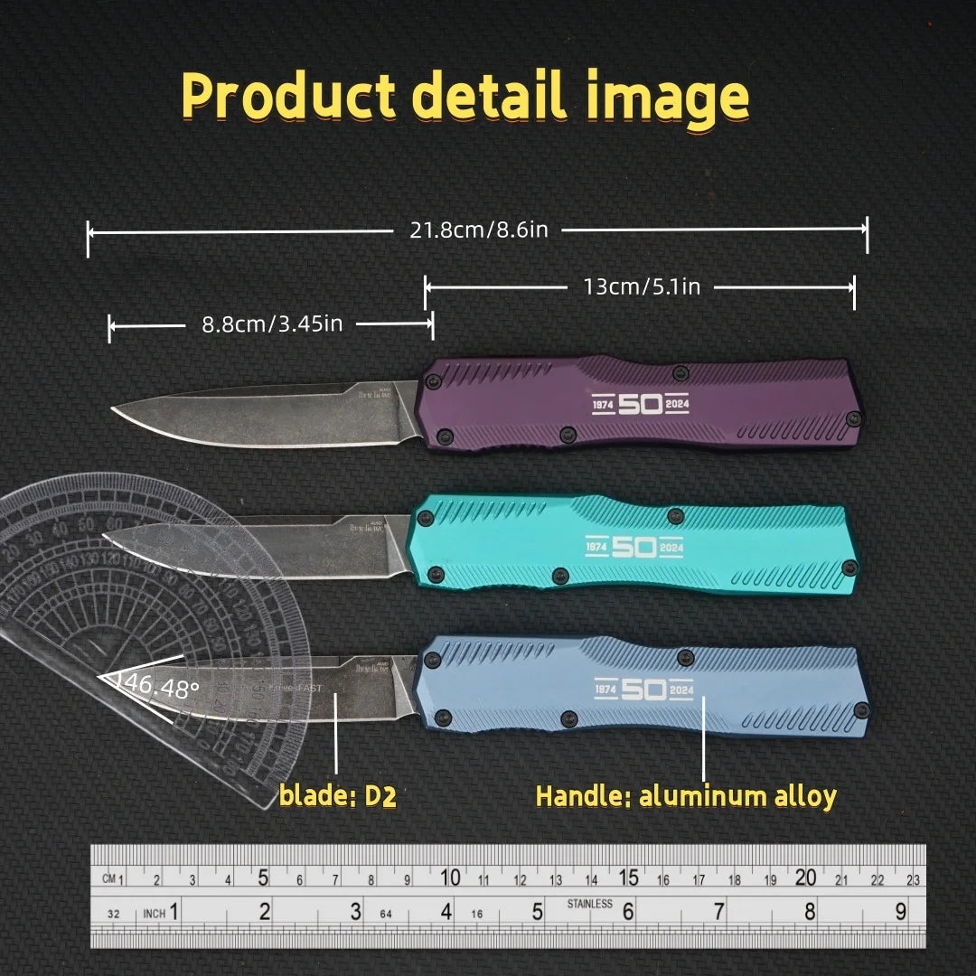 KS 9000 Outdoor Camping Folding Knife, K50 Pocket Knife with D2 Steel Blade & T6 Aluminum Handle, Multi-purpose Outdoor EDC Camping Tool, Ideal Gift for Friends