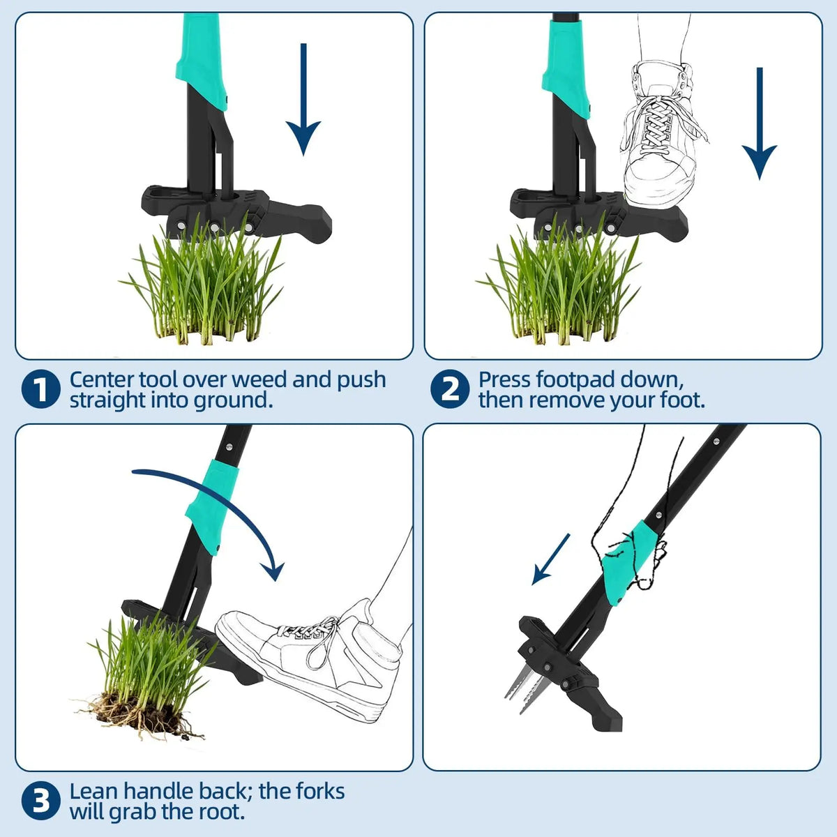 Long Handle Stand Up Weed Puller,No Bending, Easy Eject–Removes Weeds Effortlessly, Sturdy Foot Pedal & Lightweight Aluminum Weeding Tool,Back Saving Garden Gifts for Seniors